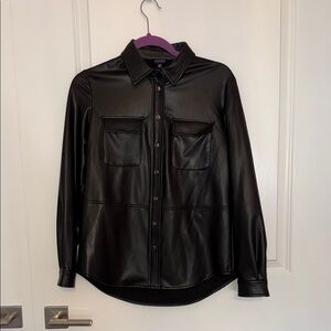 Black Faux Leather Shirt